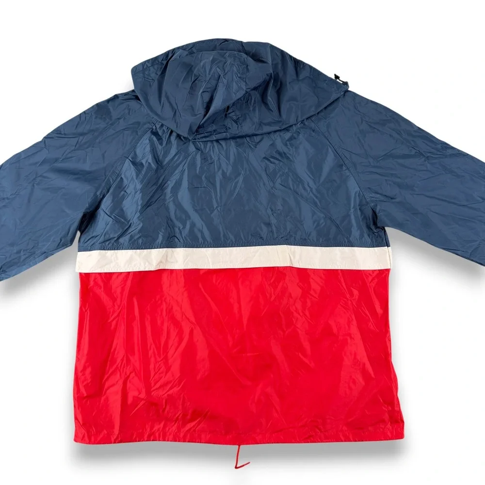 Woolrich Jacket Mens L Navy Red‎ Full Zip Hooded Windbreaker Lightweight